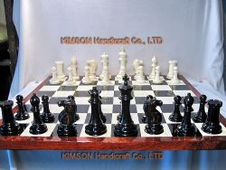 1850 Jaques Chess And Chessboard Made Of Horn And Bone